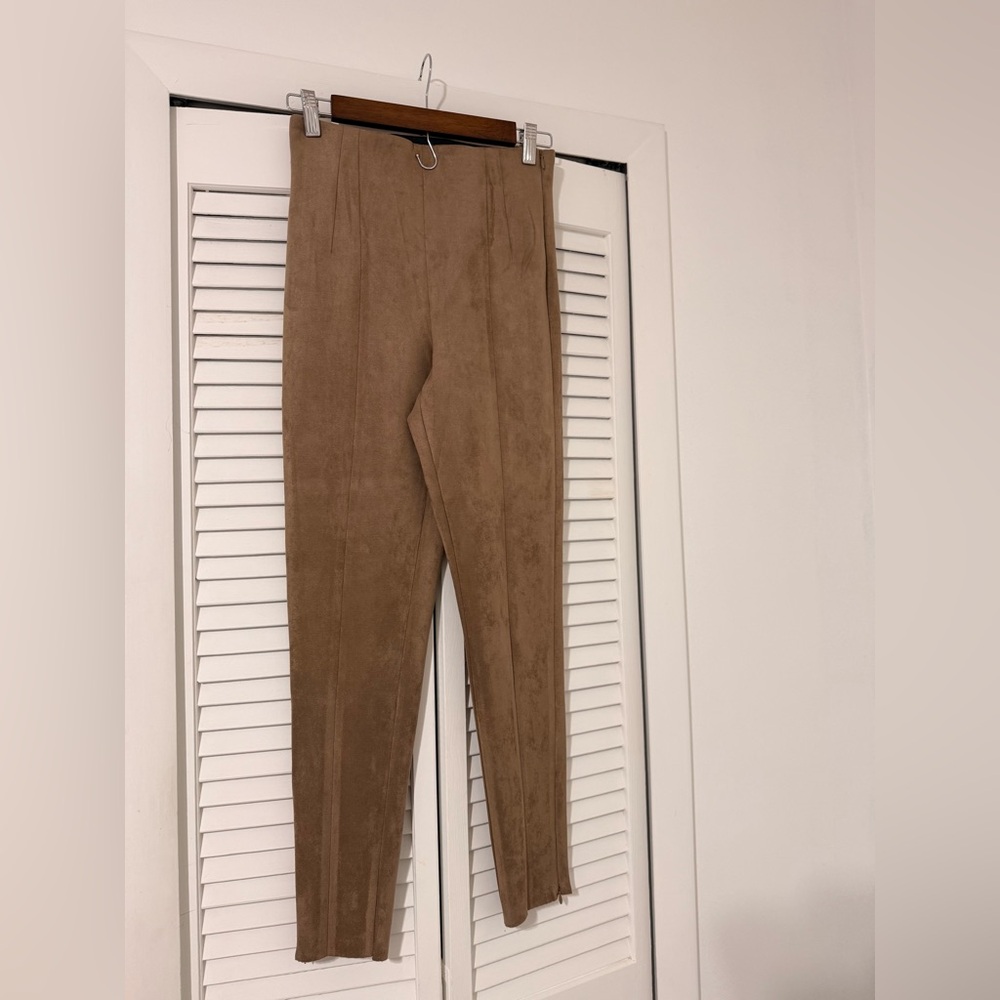 Tan Faux Suede Leggings